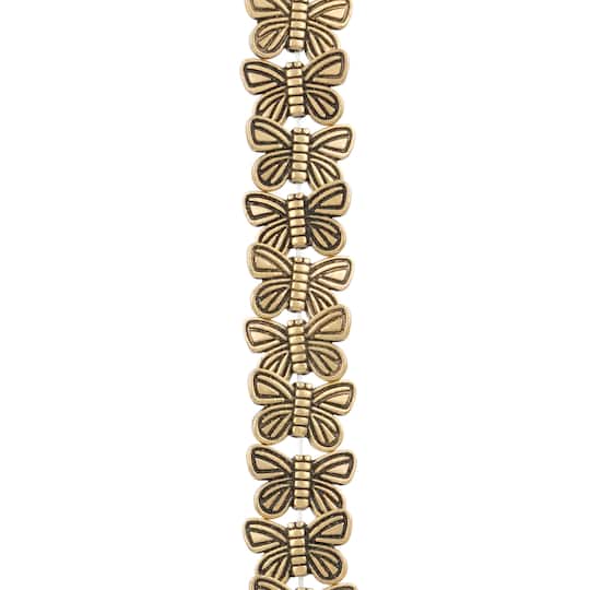 Antique Gold Metal Butterfly Beads, 15mm by Bead Landing™